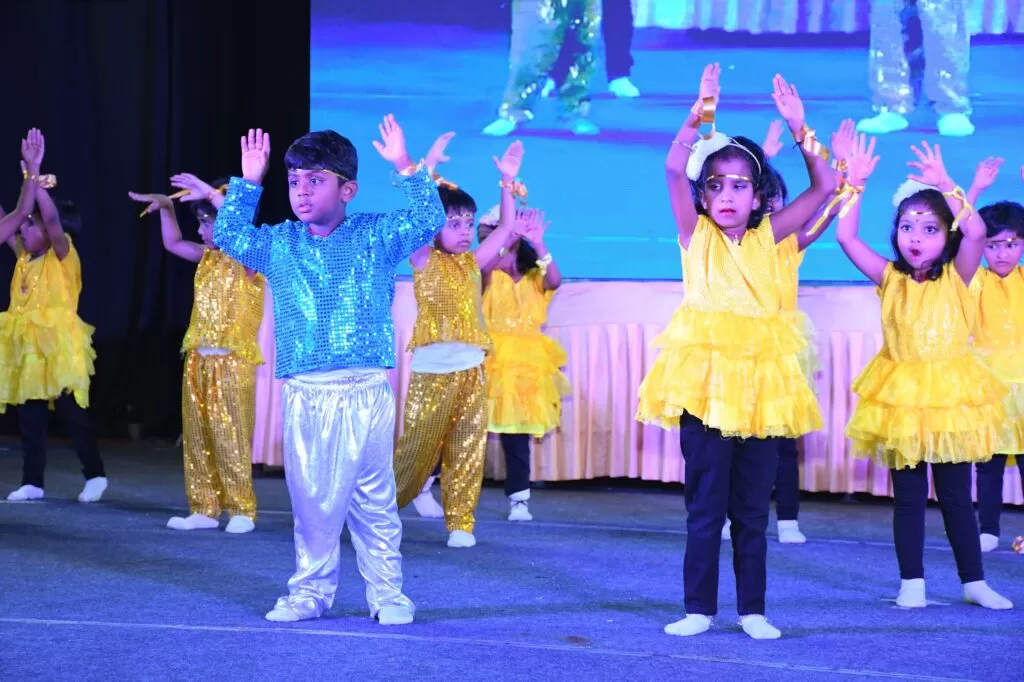 Queens Global School students in Kavadiguda Hyderabad performing dance, a CBSE school near Secunderabad promoting talent and holistic development.