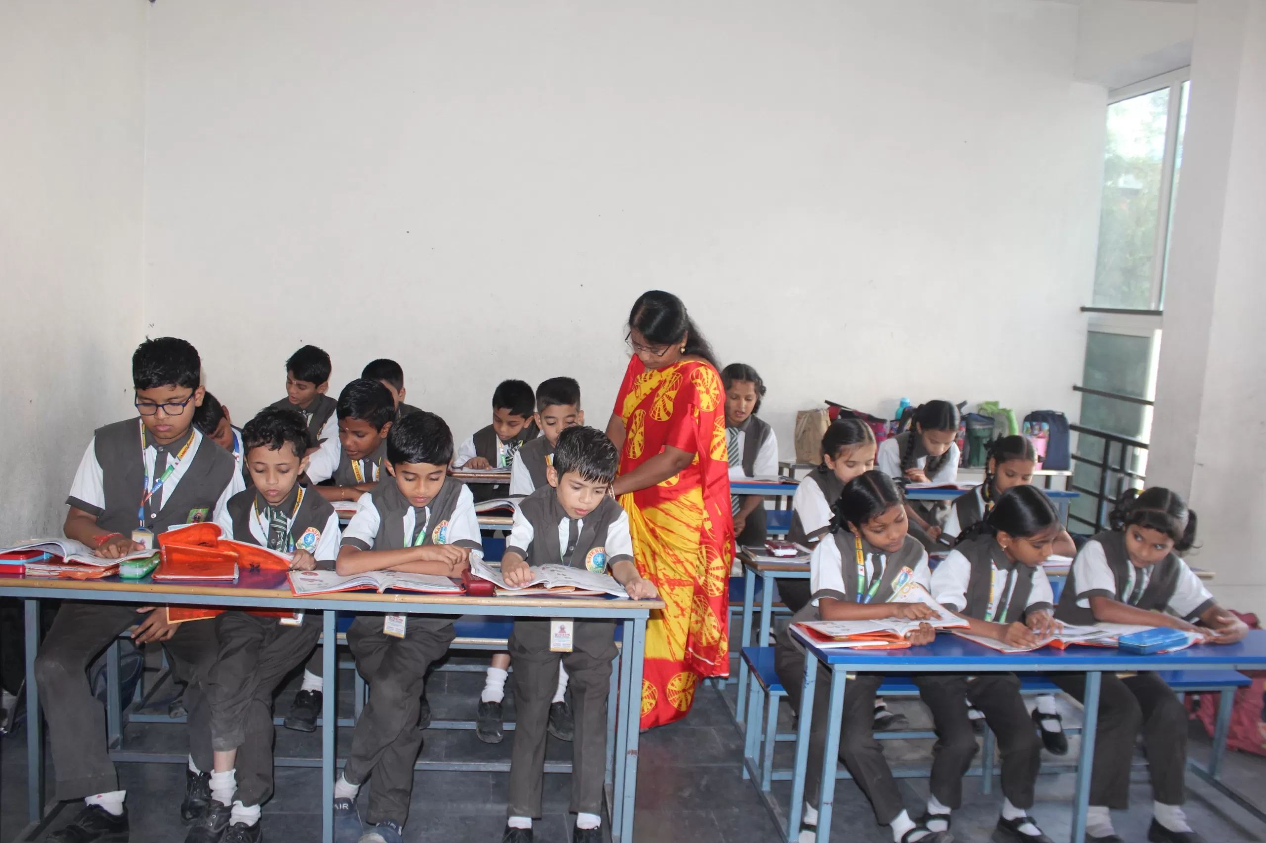 Vibrant playground at Queens Global School, Kavadiguda, providing a safe, active environment for children to thrive.